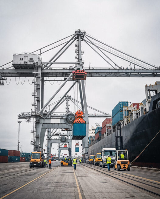 port-scene-cargo-handling-with-cranes-ships-trucks